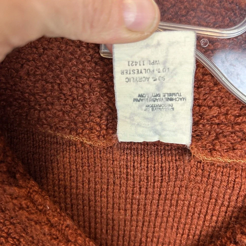 Vtg Sweater Womans L Knit Cardigan Jacket Sally Gee Burnt Orange Union Label